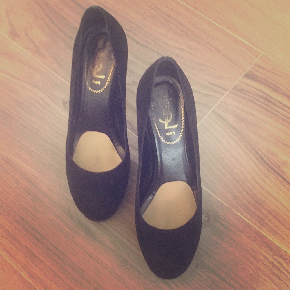 YSL black suede platform